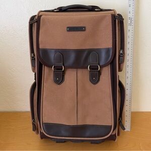 Eddie Bauer Carry-On Luggage with Wheels, Brown Canvas Rolling Travel Suitcase